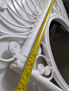 Vintage Wicker Rattan Oval Wall Mirror White Scrollwork Detail - Image 5