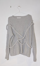 Viktoria + Woods Grey Cotton Knit Sweater - Braided Detail Size 2 - Image 5