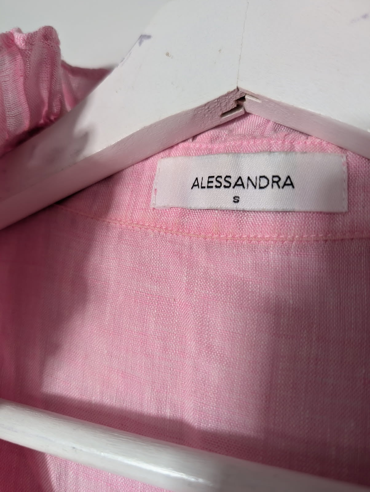 Alessandra Linen Ruffle Detail Blouse Pink Size S - Image 5
