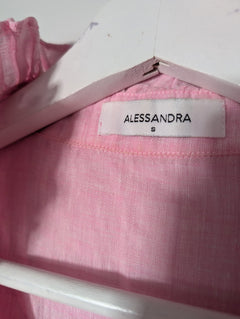 Alessandra Linen Ruffle Detail Blouse Pink Size S - Image 5