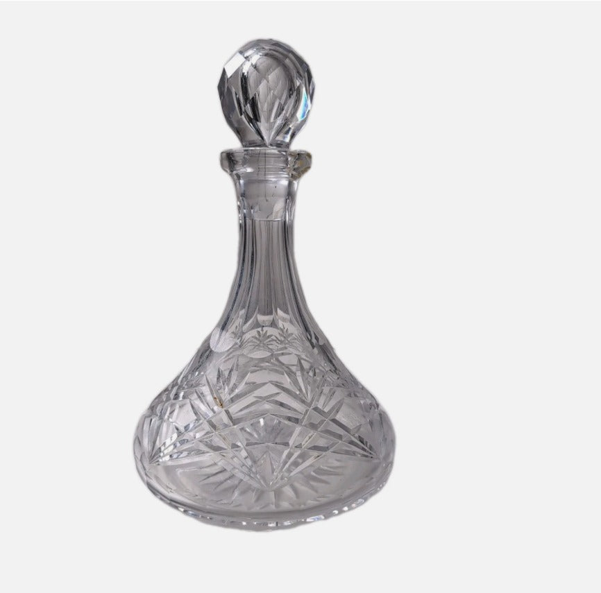 Vintage Cut Crystal Glass Decanter - Hobstar & Pinwheel Pattern - Image 3