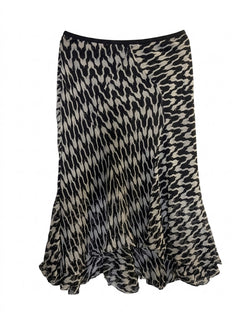 Diane Von Furstenberg Silk Asymmetrical Skirt - Black & White Abstract - Image 1