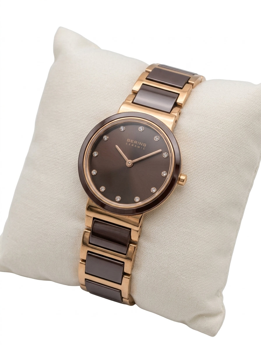 Bering Ceramic Collection Women's Watch Rose Gold and Brown - Image 1