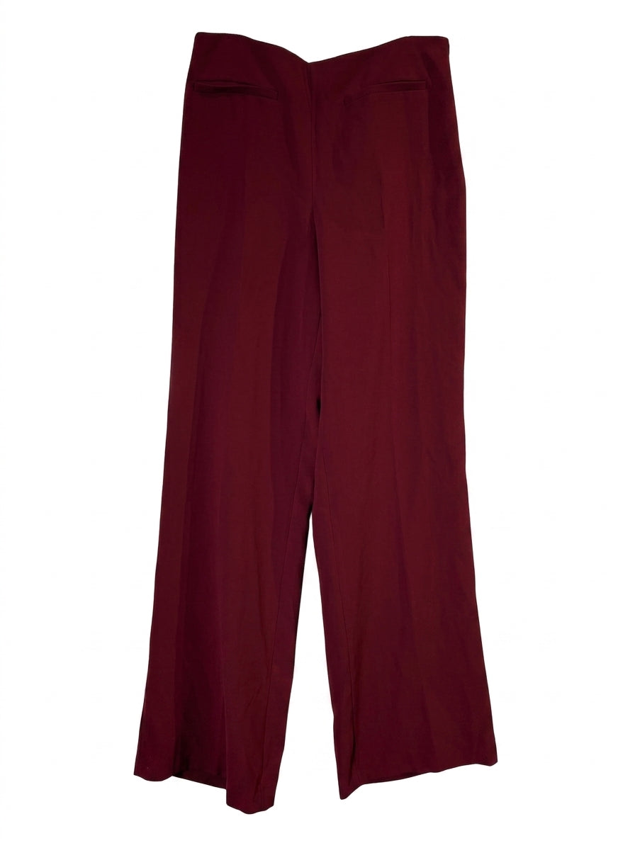 Zara High-Waisted Wide-Leg Trousers Burgundy Women's Size M - Image 1