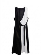 Mango MNG Black and White Colorblock Wrap Dress - Size L - Image 1