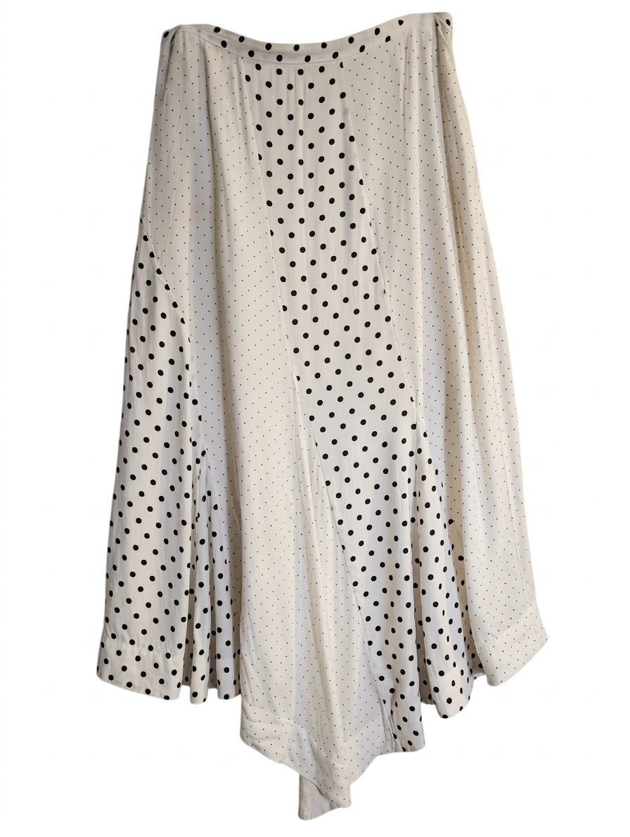 Jigsaw Polka Dot Viscose Midi Skirt Cream & Black UK 10 - Image 1