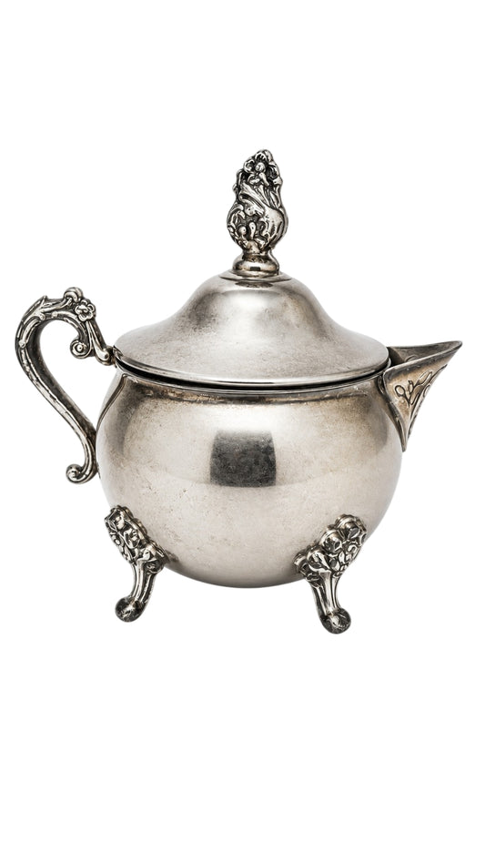 Vintage Silver Plated Sugar Bowl With Lid - Ornate Footed Design - Image 1