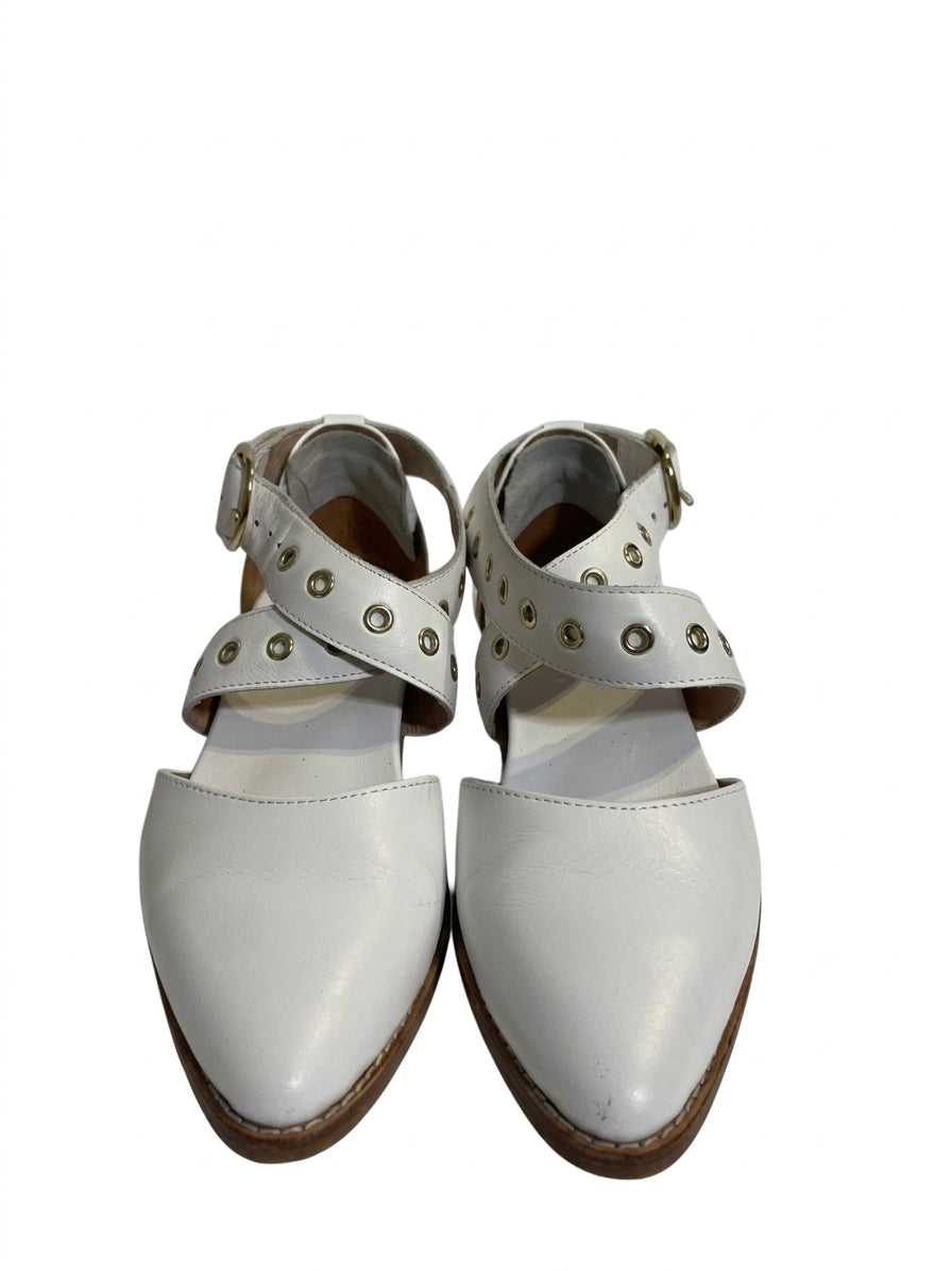 Bared Footwear White Leather Grommet Ankle Strap Flats EU 35 - Image 1