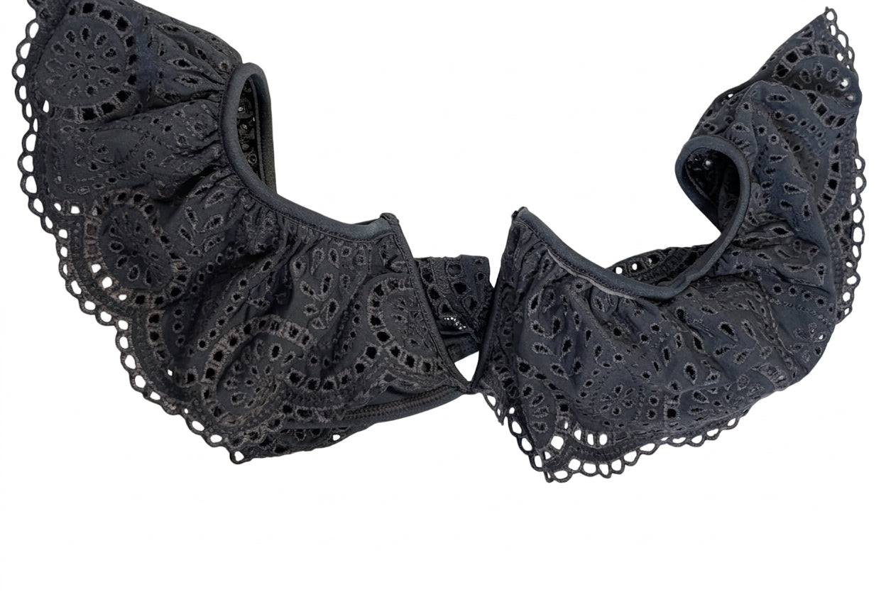 Zimmermann Eyelet Ruffle Bikini Top Black - Image 1