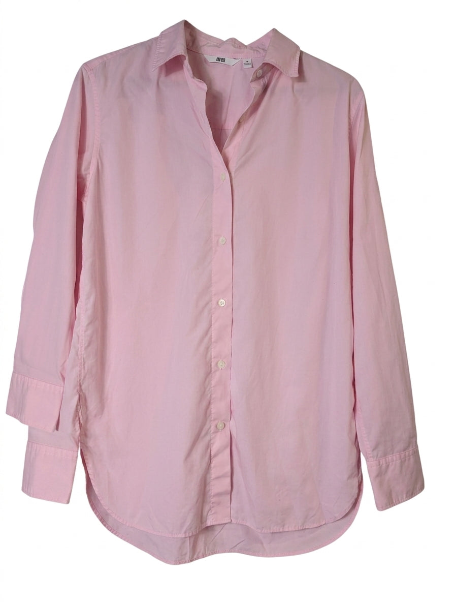 Uniqlo Women's Fine Broadcloth Long Sleeve Shirt - Pink Size M - Image 1