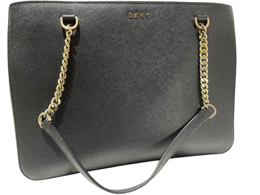 DKNY Saffiano Leather Chain Tote Bag Black - Image 1