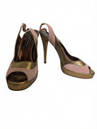 Collette Dinnigan Peep Toe Slingback Heels Gold and Pink EU 41 - Image 1