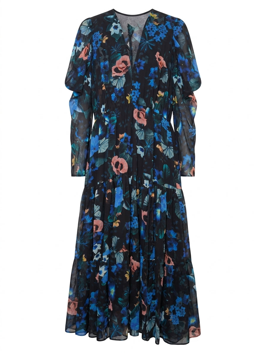 Ginger & Smart Floral Silk Chiffon Midi Dress - Size 8 - Image 1