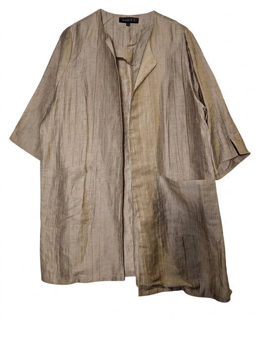 Maggie T Textured Open Front Cardigan Jacket - Beige Size 14 - Image 1