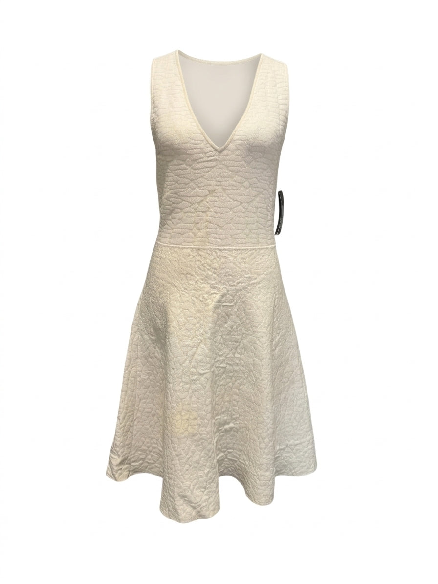 Line White Textured Fit and Flare Sleeveless Dress - Size M - Image 1