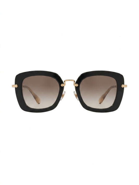 Miu Miu SMU 07O Sunglasses Black Gradient Gold Frame - Image 1