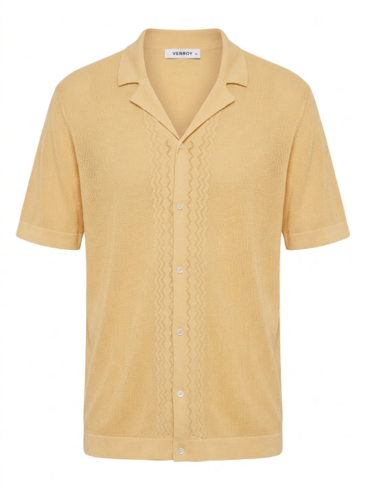 Venroy Pointelle Knitted Shirt - Sahara Sun Men's XL - Image 1