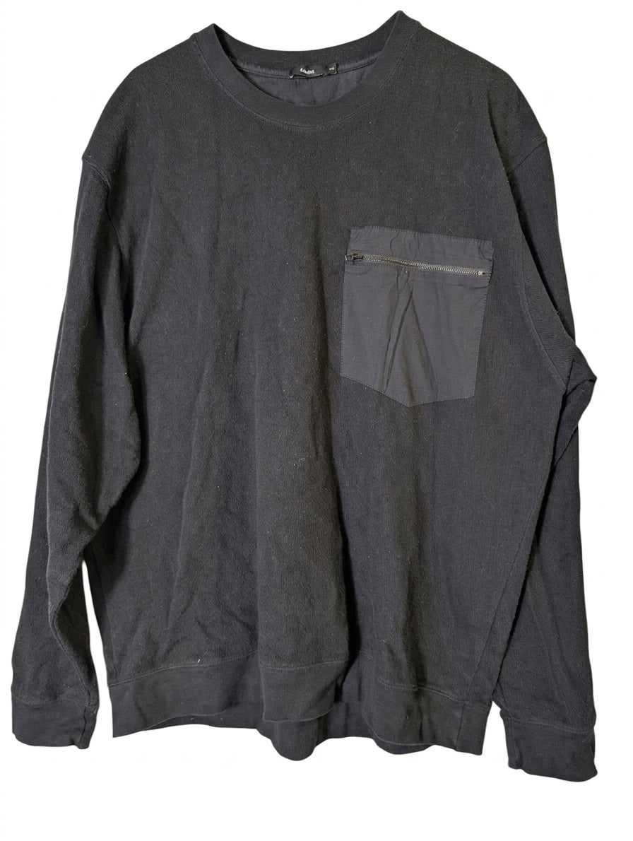 Bassike Men's Black Crewneck Sweatshirt with Zippered Chest Pocket - XXL - Image 1