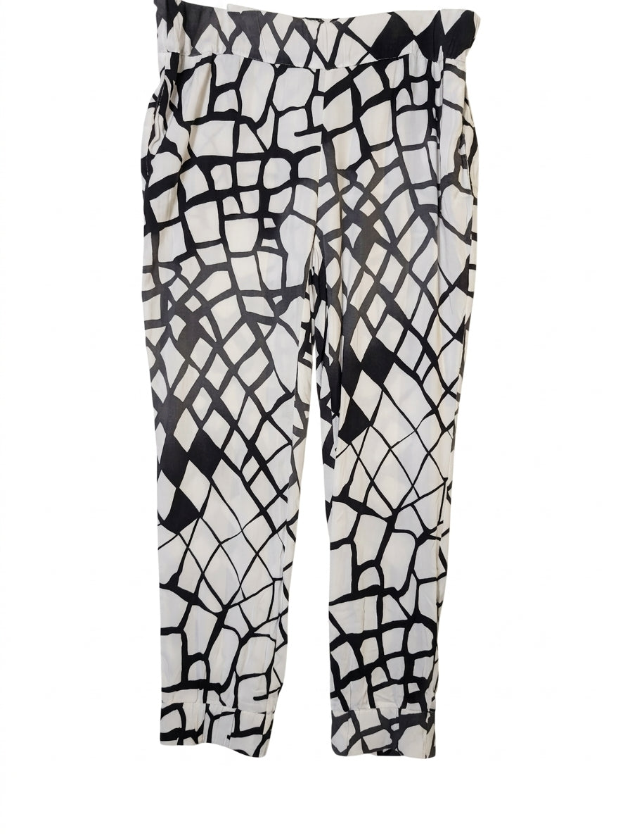 Sass & Bide Mosaic Love Jogger Pants - Black & White Viscose Size 10 - Image 1