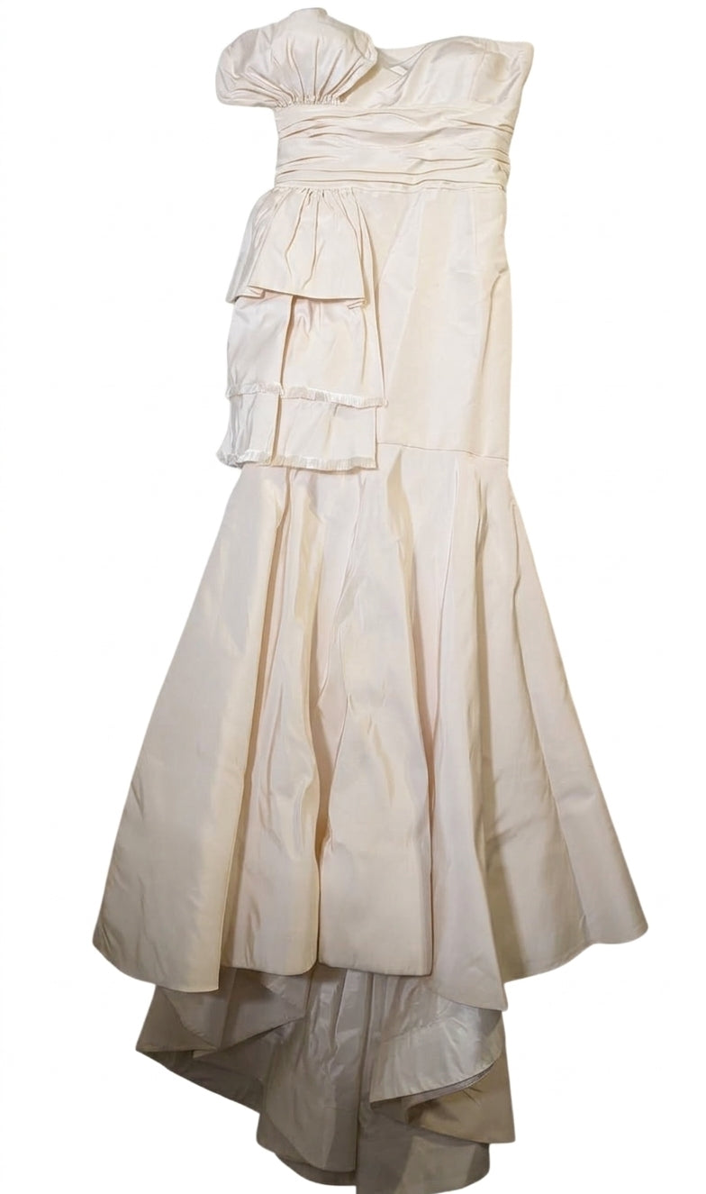 Oscar de la Renta Evening Gown Ivory Silk Taffeta US 10 - Image 1