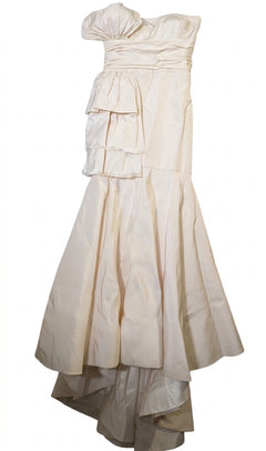 Oscar de la Renta Evening Gown Ivory Silk Taffeta US 10 - Image 1