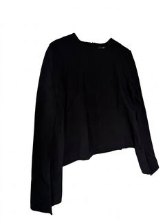 Cue Long Sleeve Asymmetric Hem Blouse Black Size 12 - Image 1