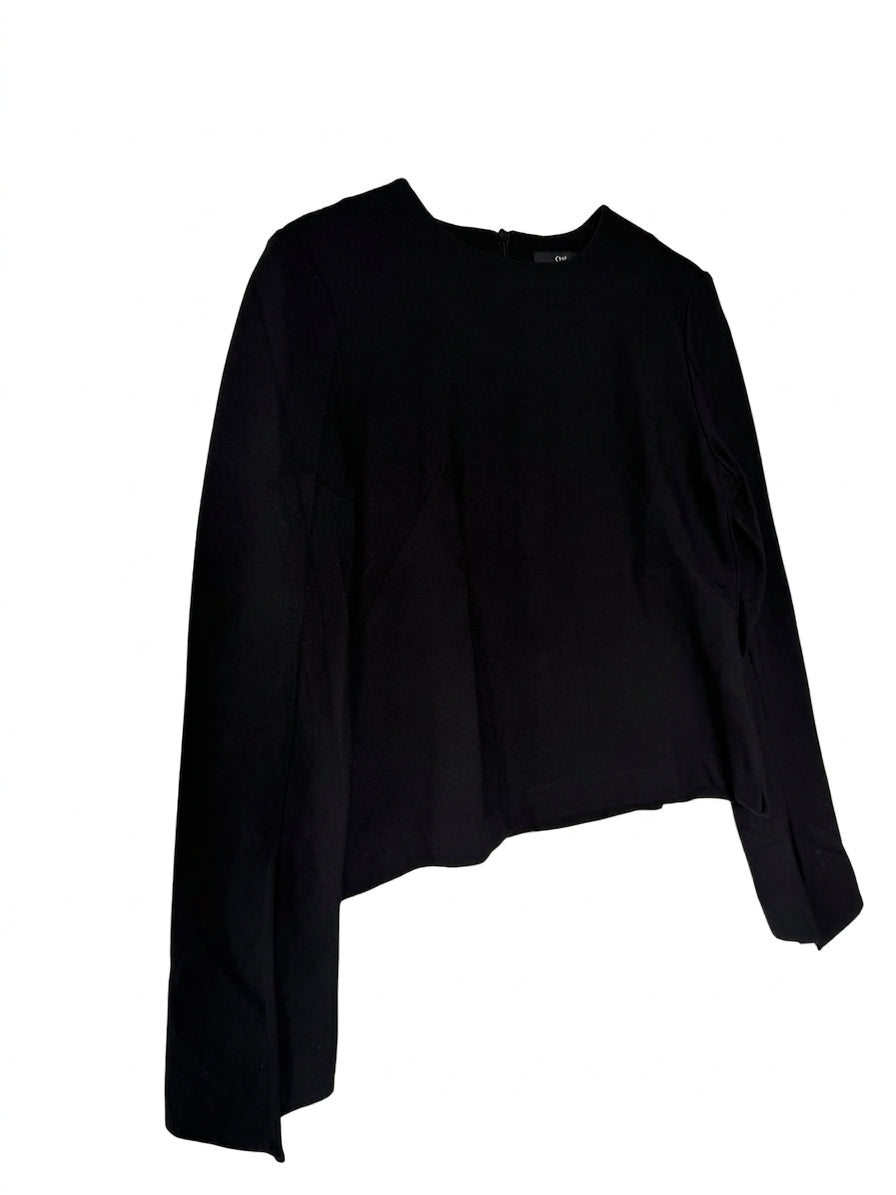 Cue Long Sleeve Asymmetric Hem Blouse Black Size 12 - Image 1
