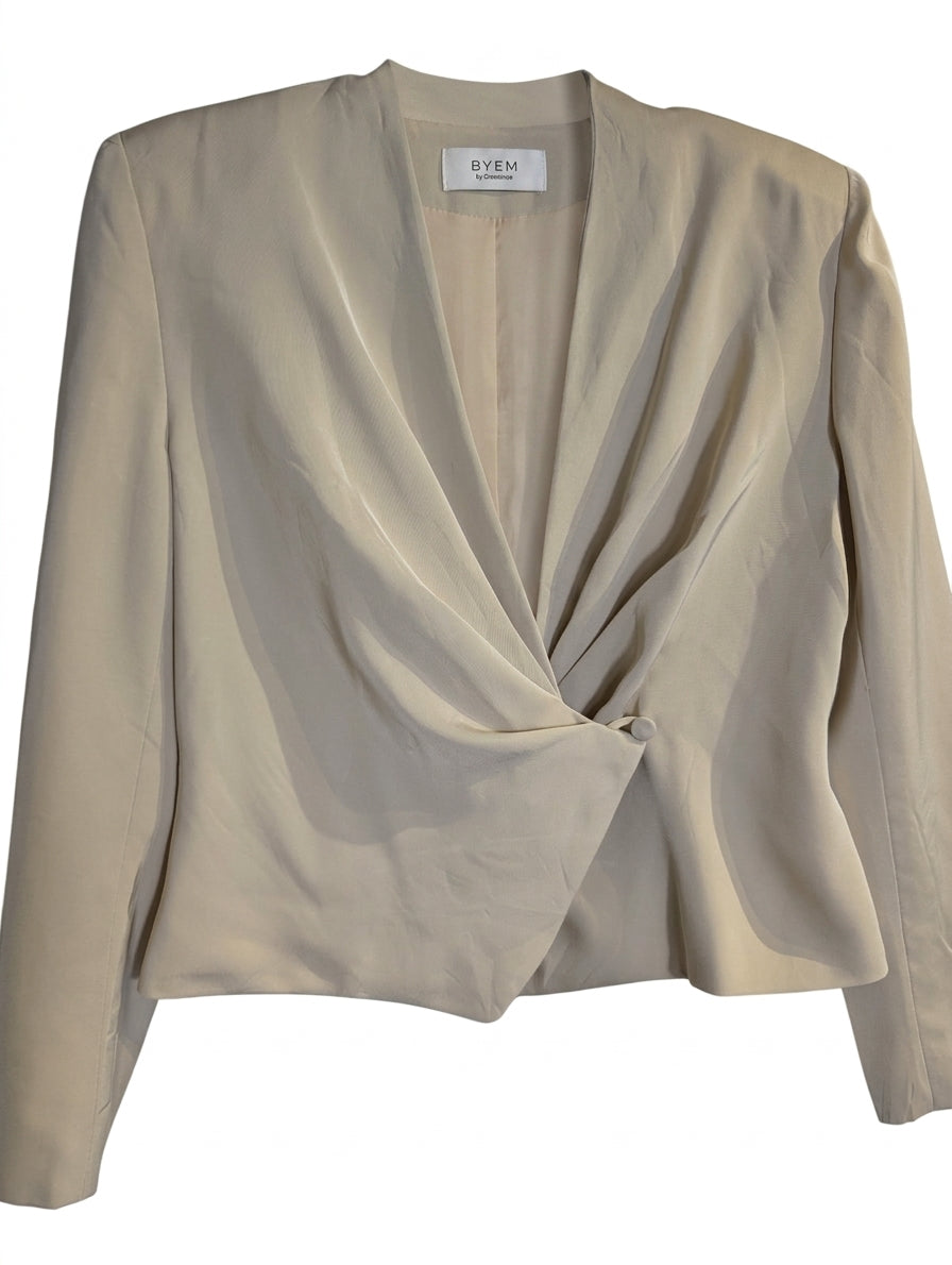 Byem by Creedence Draped Front Blazer Beige - Image 1