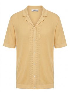 Venroy Pointelle Knitted Shirt - Sahara Sun Men's XL - Image 1