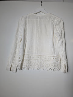 Indi & Cold Eyelet Lace Long Sleeve Blouse White XS - Image 5