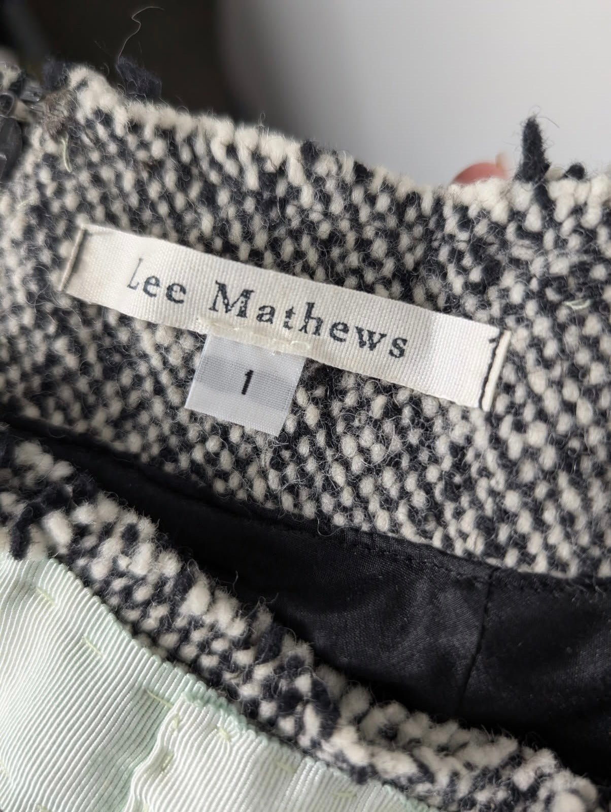 Lee Mathews Wool Tweed A-Line Skirt with Grosgrain Waistband - Image 6