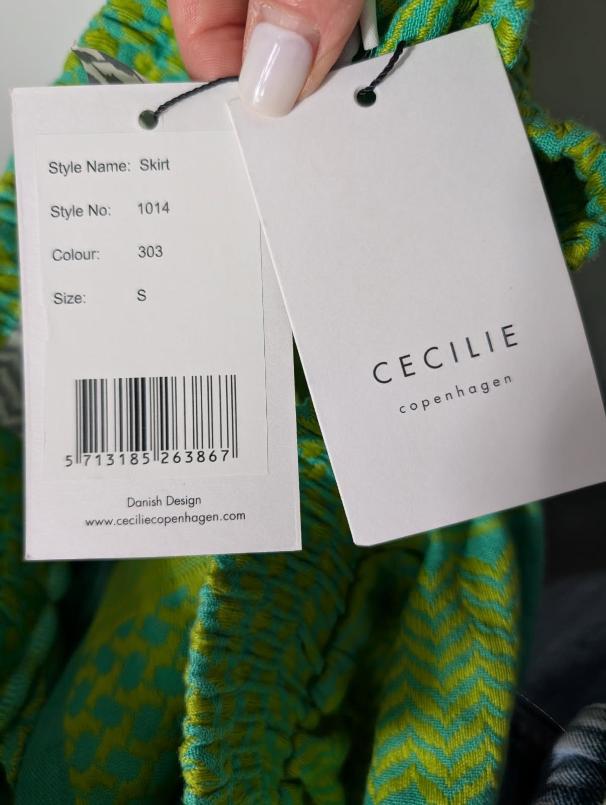 Cecilie Copenhagen Keffiyeh Print Elastic Waist Mini Skirt - Green/Blue Size S - Image 6