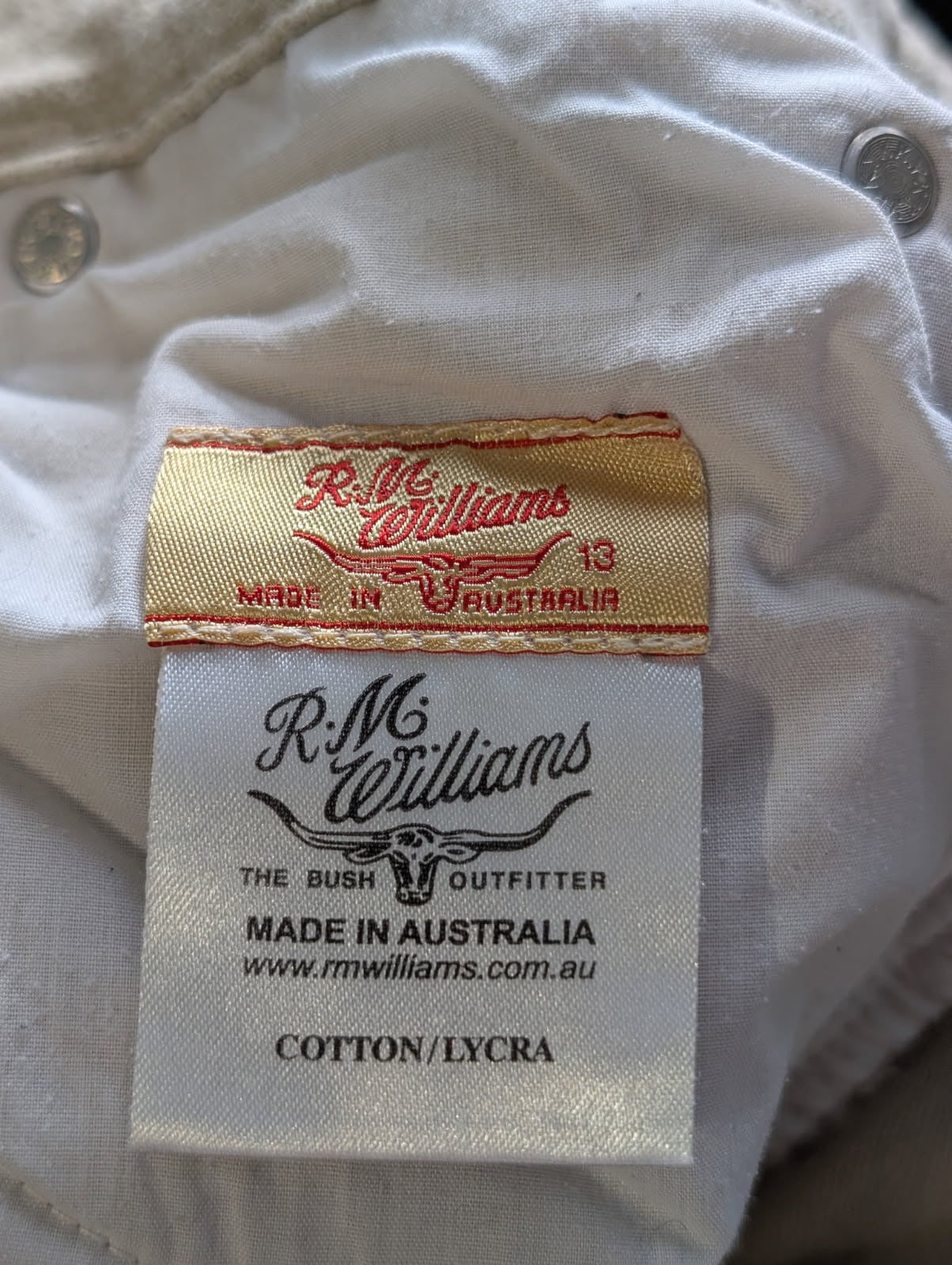 R.M. Williams Moleskin Jeans Beige Size 13 - Image 3