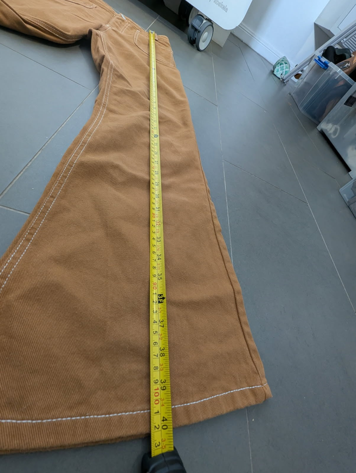 Amelius Brown Canvas Flare Pants - Contrast Stitching Women's Size 10 - Image 5