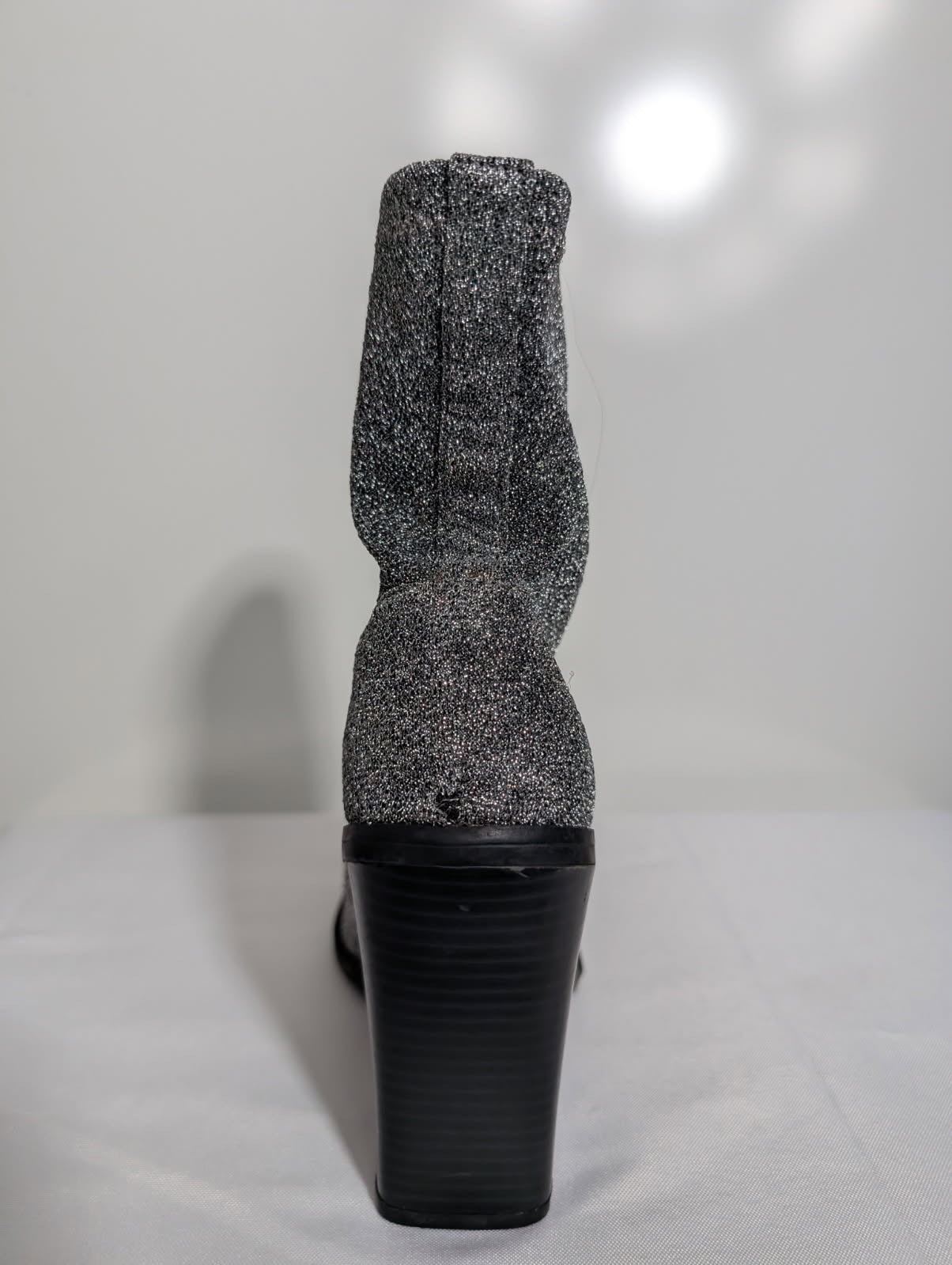Steve Madden Edit Sock Booties Silver Glitter Size 37 - Image 5