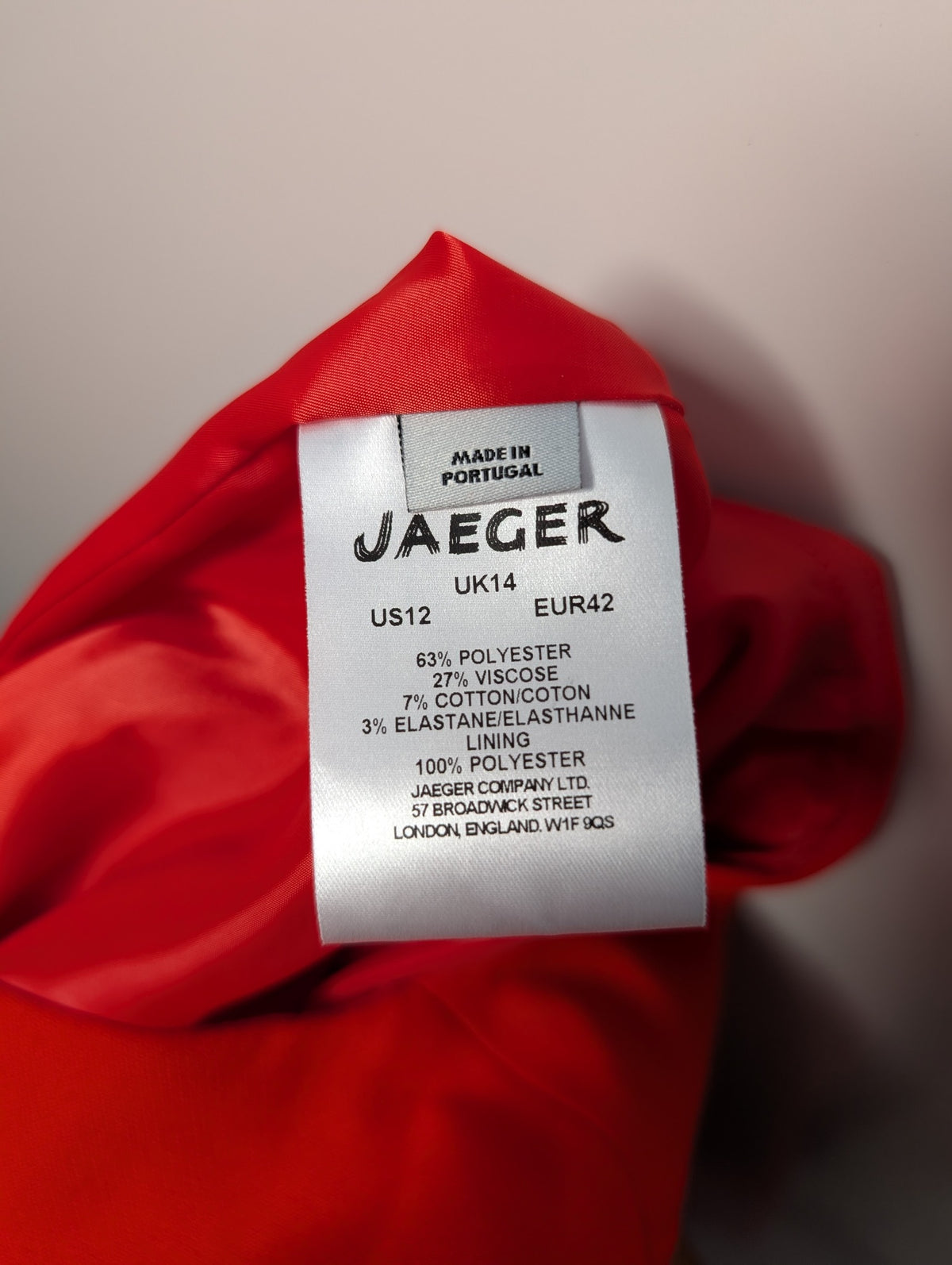 Jaeger Red Sheath Dress 3/4 Sleeve UK 14 - Image 8