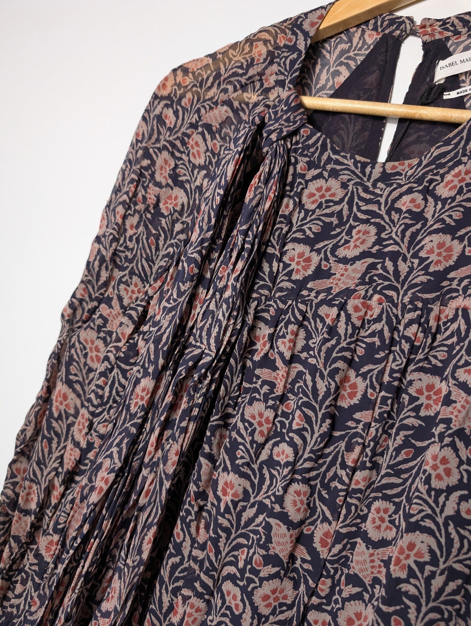 Isabel Marant Etoile Silk Maxi Dress Floral Smocked Bodice Size 36 - Image 4