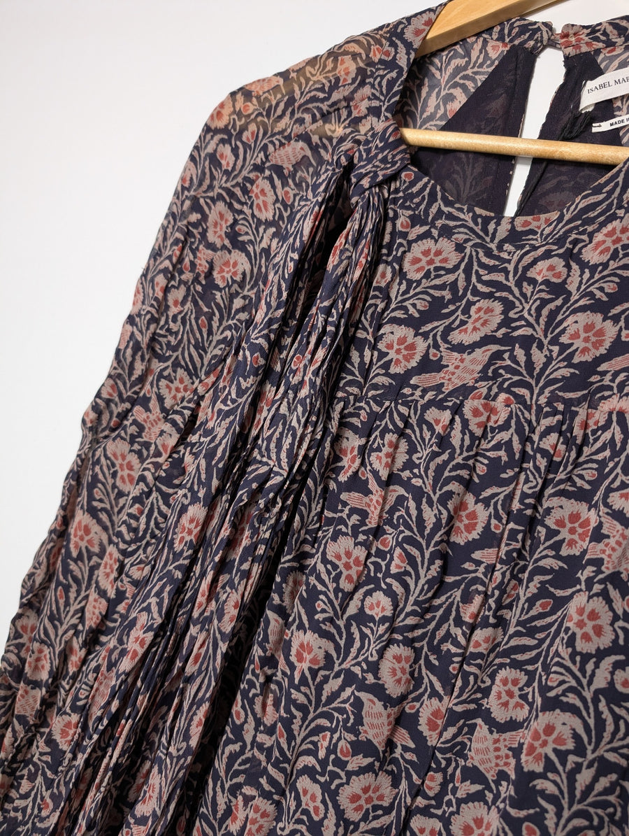 Isabel Marant Etoile Silk Maxi Dress Floral Smocked Bodice Size 36 - Image 4