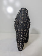 Givenchy Snakeskin Embossed Studded Peep Toe Ankle Boots Black - Image 3