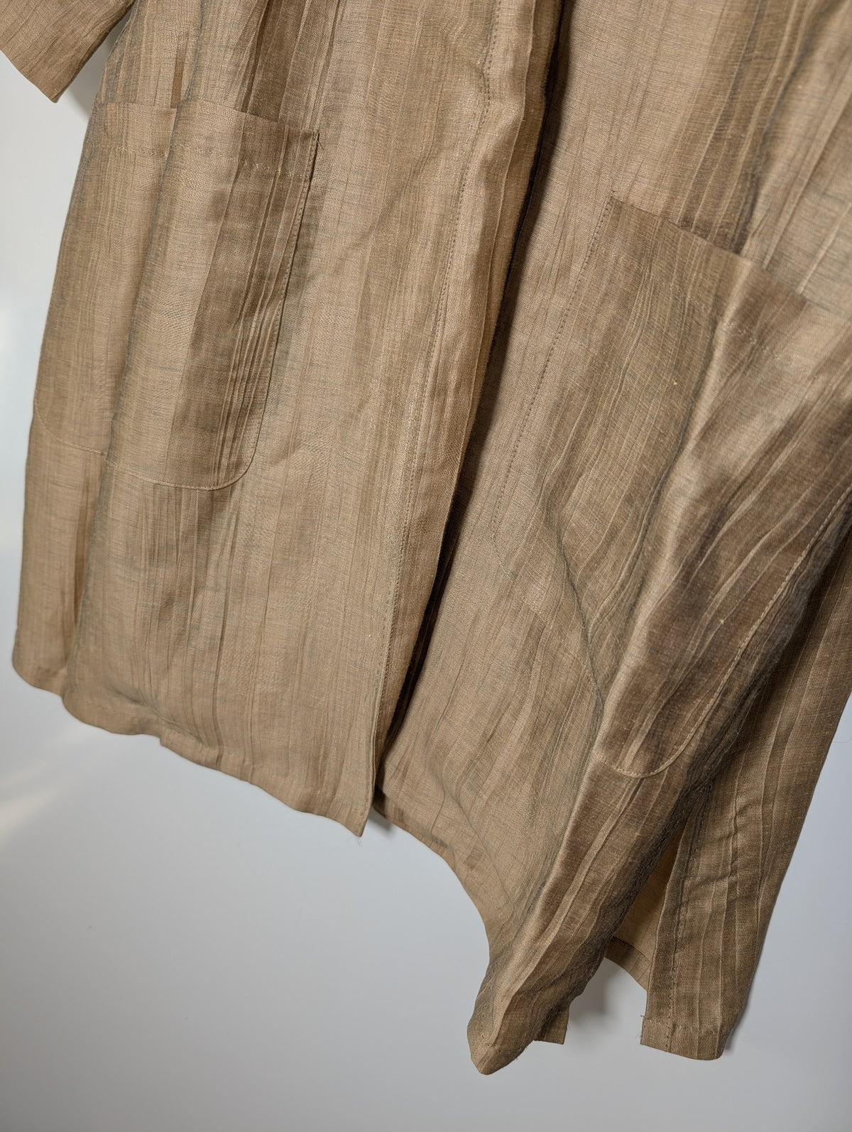 MAGGIE T Open Front Textured Jacket Beige Size 14 - Image 4