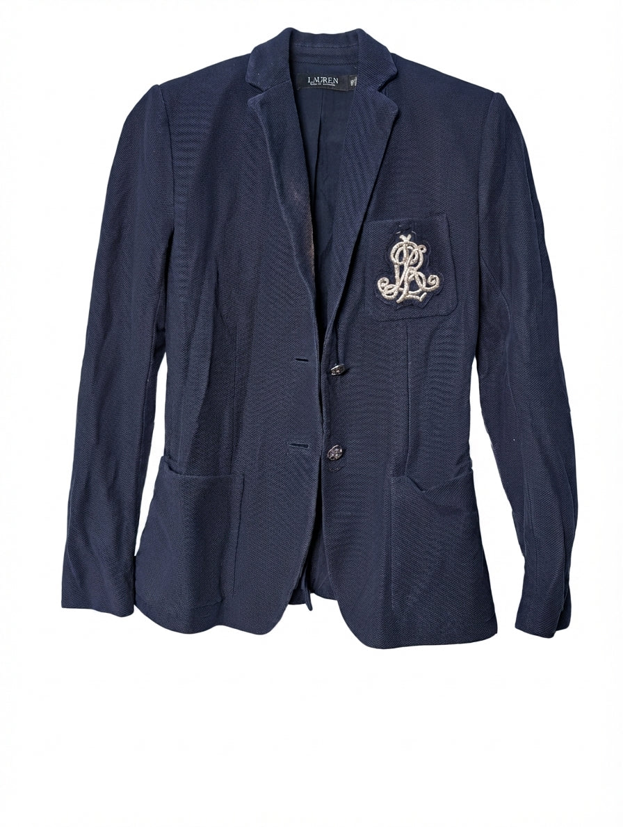 LAUREN RALPH LAUREN Navy Blue Crest Blazer Size XS - Image 1