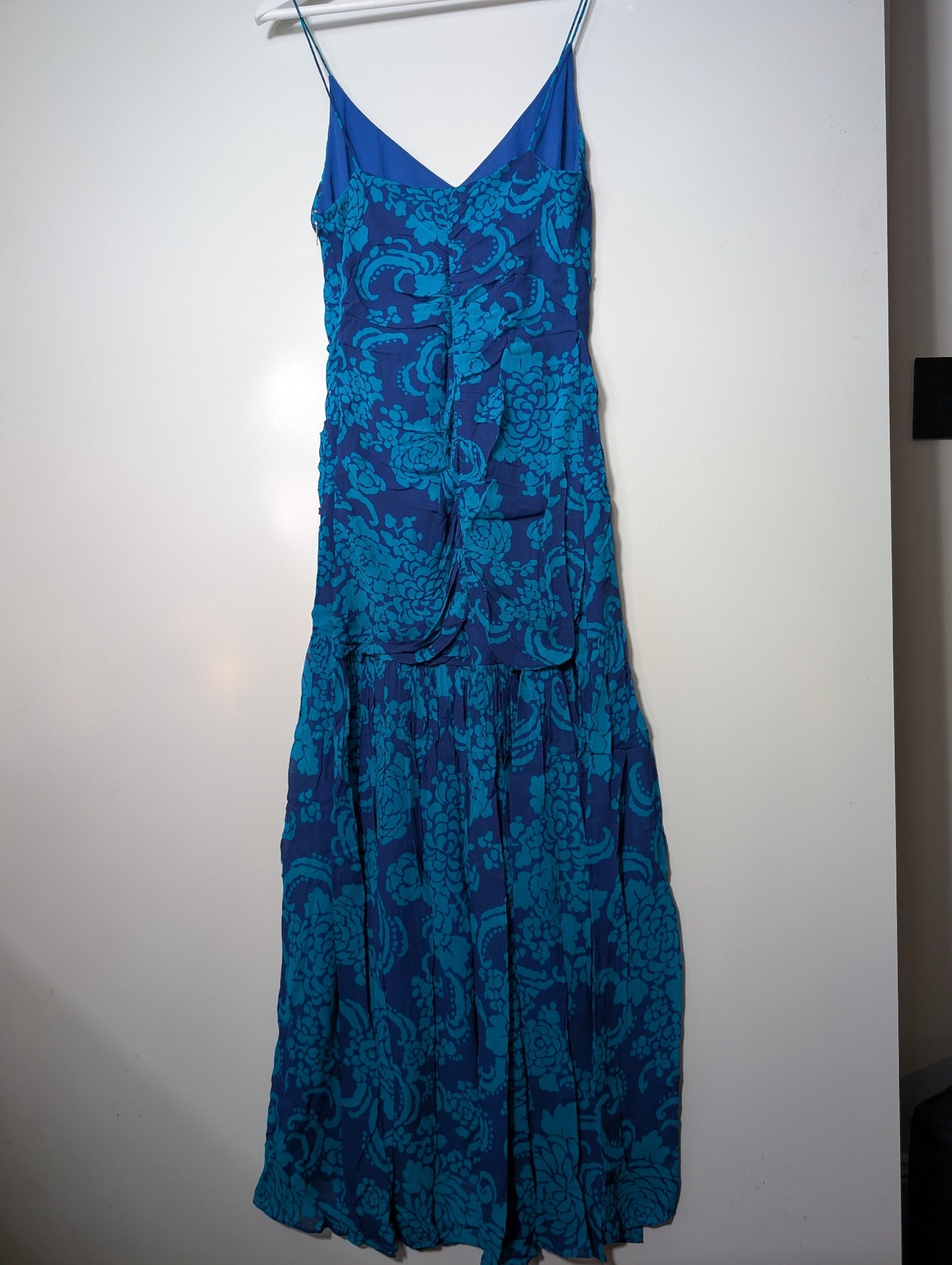 Ginger & Smart Floral Ruched Midi Dress Blue Size 4 - Image 4