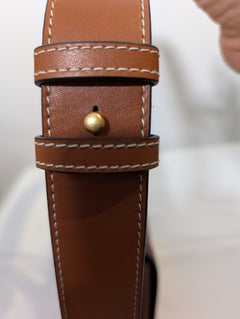 Oroton Leather Shoulder Bag Tan Gold Hardware - Image 5