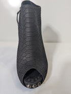 Givenchy Snakeskin Embossed Studded Peep Toe Ankle Boots Black - Image 5