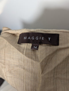 MAGGIE T Open Front Textured Jacket Beige Size 14 - Image 6