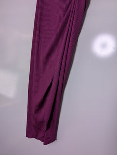Monday Swimwear Ribbed Knot-Front Midi Skirt Burgundy M/L - Image 3