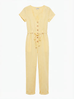 Arnhem Linen Button-Front Jumpsuit Yellow Size 8 - Image 1