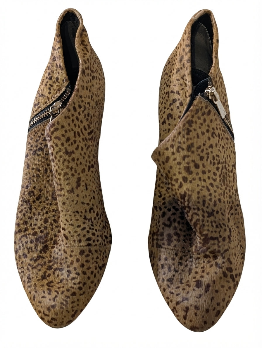Diana Ferrari Leopard Print Calf Hair Ankle Boots Women's Size 9.5