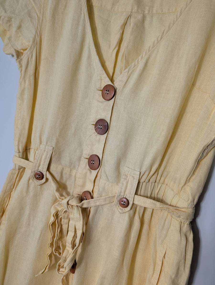 Arnhem Linen Button-Front Jumpsuit Yellow Size 8 - Image 2