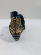 Gold Metallic Textured Leather Ankle Boots Size 39 - Image 3